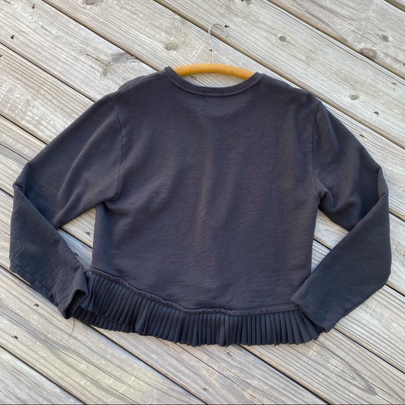 J. Crew  Pleated Ruffle Hem Peplum Long Sleeve Top - Picture 2 of 9